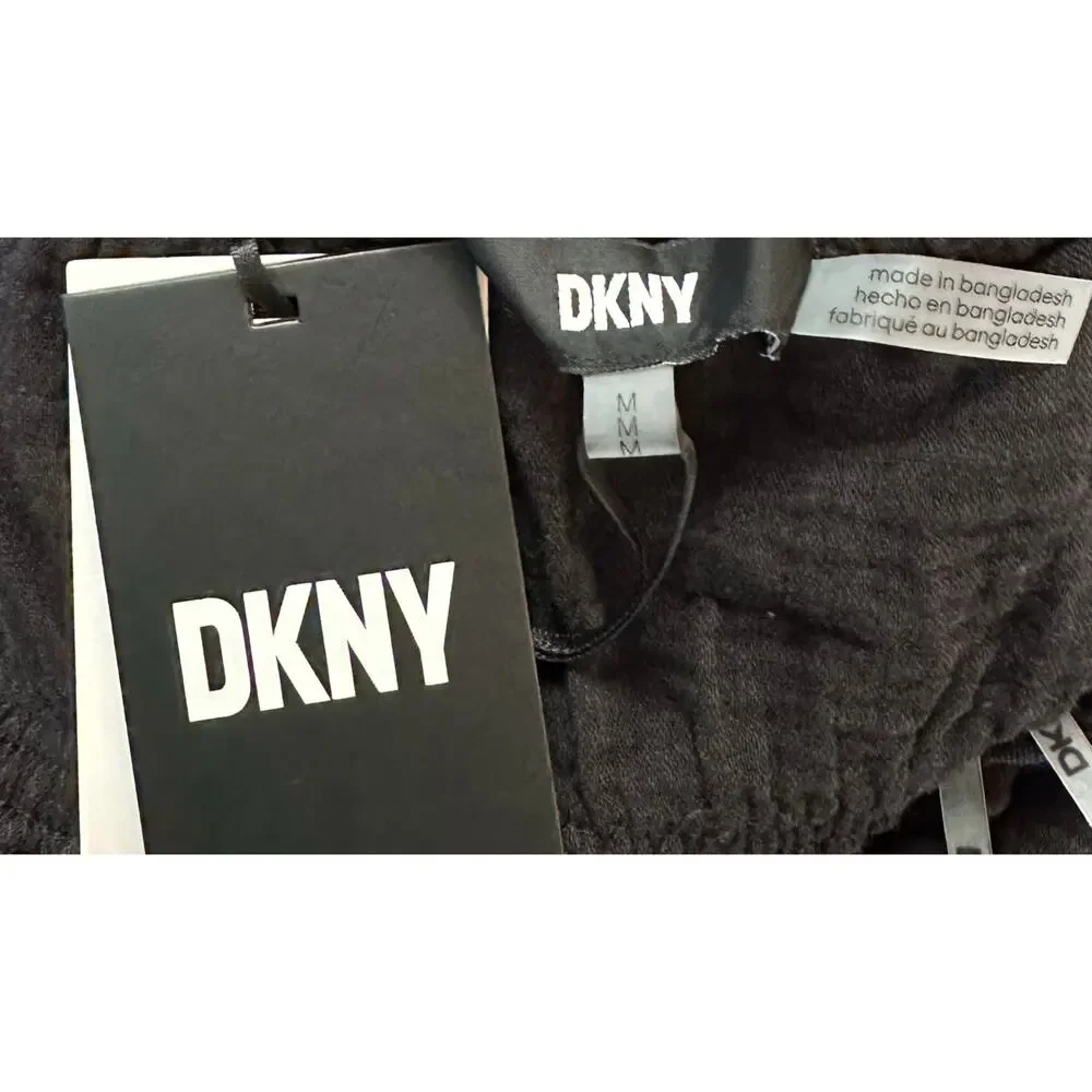 NWT DKNY V-Neck Front Tie Maxi Dress Cover Up Black Beachwear Side Slit Size M